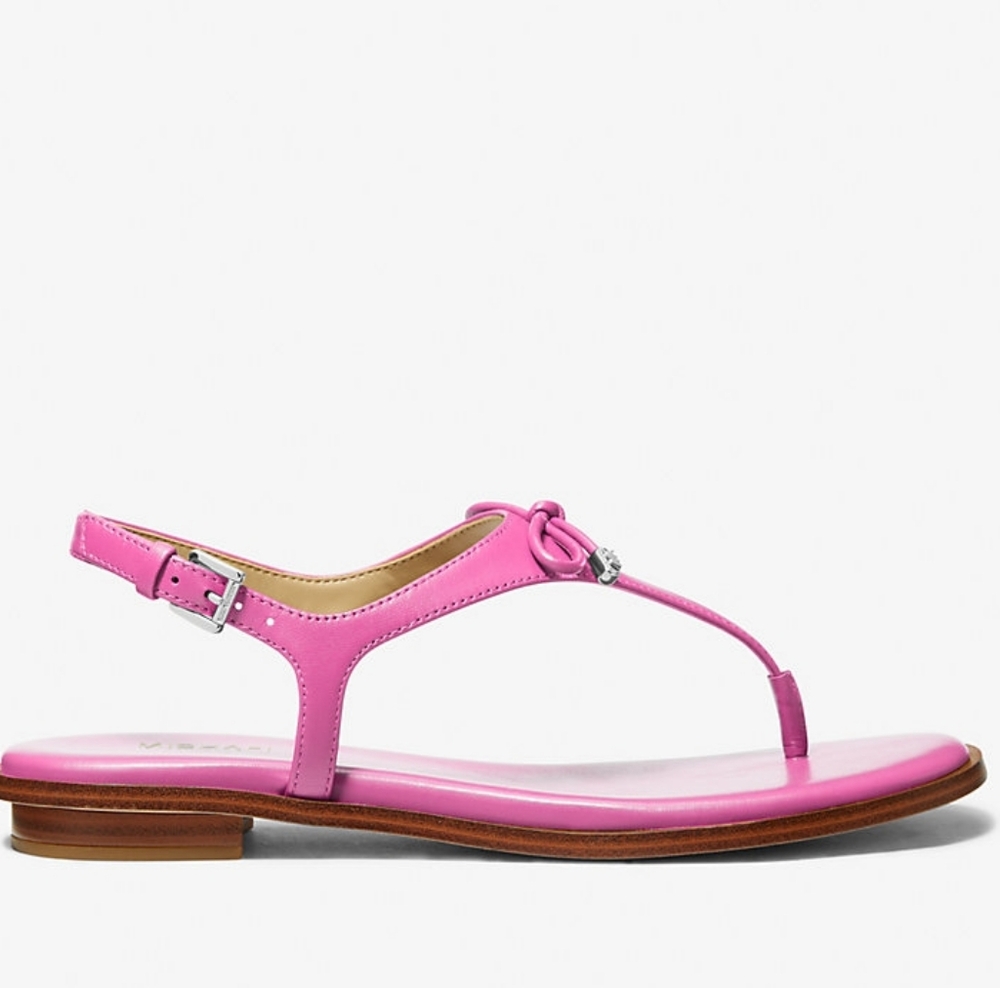 New MICHAEL Michael Kors Nori Leather T-Strap Sandal Sz 7.5 - Picture 2 of 10